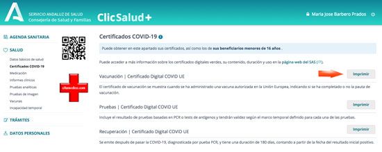 Descargar Certificado COVID UE en Clic+ Salud Descargar Certificado COVID UE en Clic+ Salud